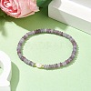 Natural Lepidolite/Purple Mica Stone Rondelle & Pearl Beaded Stretch Bracelets BJEW-JB09918-04-2