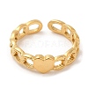 304 Stainless Steel Hollow Heart Open Cuff Rings for Women STAS-D085-17G-2