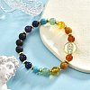 Dyed Natural & Synthetic Mixed Gemstone & Brass Virgin Mary Beaded Stretch Bracelet BJEW-JB09321-5