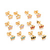 304 Stainless Steel Enamel Stud Earrings EJEW-B009-14G-1