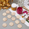 SUPERFINDINGS 12Pcs Flower Rubber Wooden Carved Decor Applique WOOD-FH0001-77-5