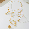 Iron Round Beaded Collar & Stud Earrings & Cuff Bangles & Rings Sets FS-WG833C7-01-1