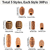 150Pcs 5 Styles Imitation Wood Acrylic Beads SACR-SC0001-38B-2