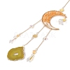 Wire Wrapped Natural Yellow Quartz Moon with Tree of Life Pendant Decorations HJEW-K046-07G-02-3