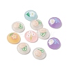 Flat Round with Flower Pattern Frosted Resin Cabochons RESI-G041-B05-1