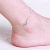 Delicate Silver Plated Brass Cubic Zirconia Leaf Anklets AJEW-BB05223-B-5