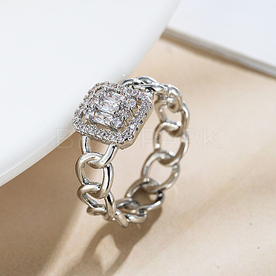 Brass Micro Pave Clear Cubic Zirconia Finger Rings FS-WGF0A01-01-1
