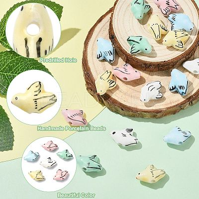 20Pcs 5 Colors Handmade Porcelain Beads PORC-CJ0001-19-1