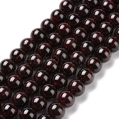 Natural Garnet Round Beads Strands G-A025-02-1