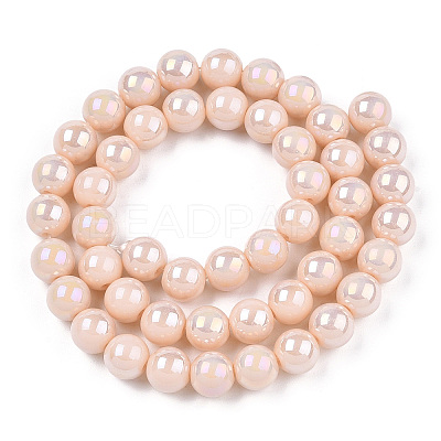 Electroplate Opaque Glass Beads Strands X-GLAA-T032-P8mm-AB09-1