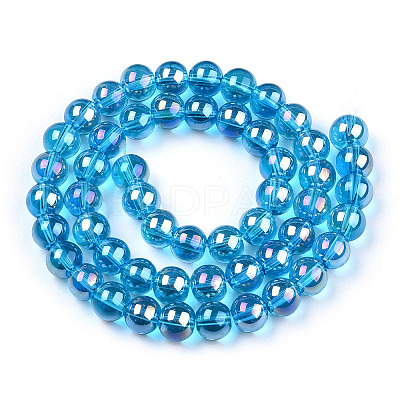 Electroplate Transparent Glass Beads Strands GLAA-T032-T8mm-AB06-1