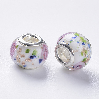 Handmade Gold Sand Lampwork European Beads LAMP-S193-012A-1