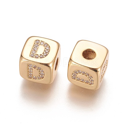 Brass Micro Pave Cubic Zirconia Beads KK-K238-16G-D-1