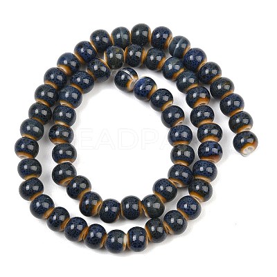 Handmade Fancy Antique Glazed Porcelain Ceramic Round Beads Strands PORC-L019-6mm-07A-1