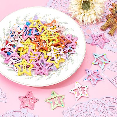 60Pcs 3 Style Cute Spray Painted Iron Snap Hair Clips PHAR-NB0001-07-1