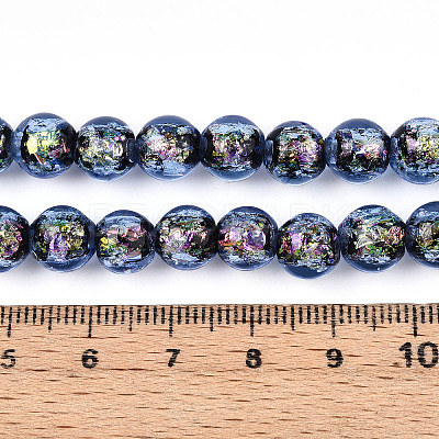 Handmade Foil Glass Beads Strands FOIL-N029-05B-1