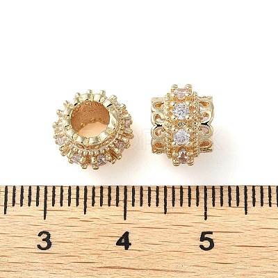 Rack Plating Brass with Cubic Zirconia European Beads KK-M269-16G-1