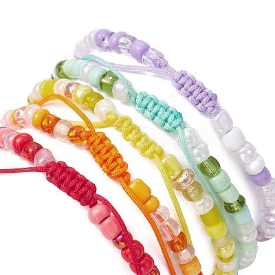 Alloy Tortoise & Glass Seed Braided Bead Bracelet BJEW-JB09750-1