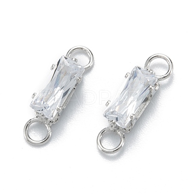 Brass Clear Cubic Zirconia Links Connectors ZIRC-G170-16P-1