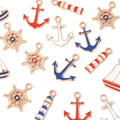 36Pcs 9 Styles Alloy Enamel Pendants ENAM-FS0002-83-1