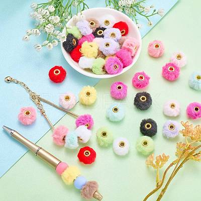 48Pcs 12 Colors Velvet Imitation Rabbit Fur European Beads FIND-SZ0019-28-1