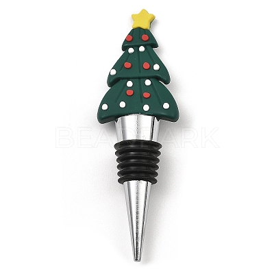 Christmas Theme Aluminium Alloy & PVC Wine Bottle Stoppers FIND-Q091-01C-1