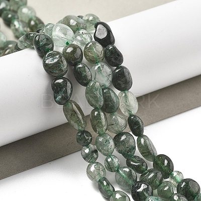 Natural Green Rutilated Quartz Beads Strands G-C179-F07-02-1