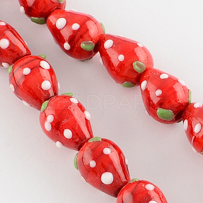 Handmade Lampwork 3D Strawberry Beads X-LAMP-R109B-15-1