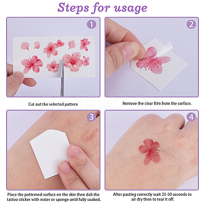 Flower Pattern Removable Temporary Water Proof Tattoos Paper Stickers AJEW-WH0413-03B-1