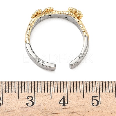 Brass Micro Pave Clear Cubic Zirconia Cuff Rings RJEW-G364-01GP-03-1