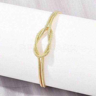 Brass Round Snake Chain Knot 2-Strand Bracelets for Women KK-CBA68DA-17C-G-1