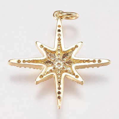 Brass Micro Pave Cubic Zirconia Pendants X-ZIRC-E145-52G-1