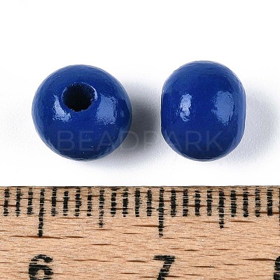 Spray Painted Round Natural Schima Wood Beads WOOD-A018-8mm-17-1