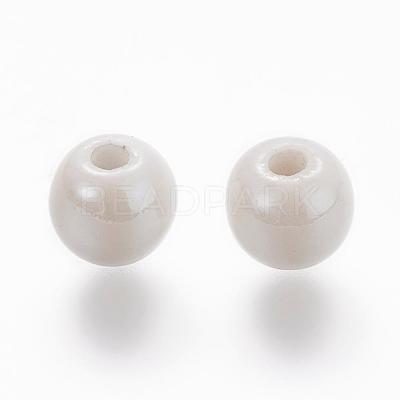 Glazed Porcelain Round Beads PORC-S489-6mm-01-1
