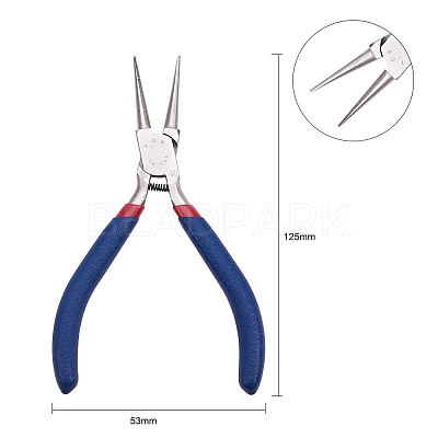 Set of 3 Jewelry Making Supplies Craft DIY Pliers Tool Set Flat Nosed Round Nosed Wire Cutter Pliers Blue TOOL-YW0001-07-1