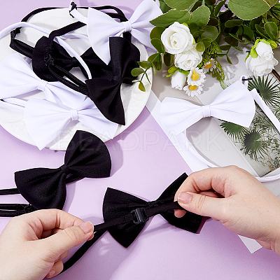 8Pcs 2 Colors Polyester Dog Bow Ties with Adjustable Collar AJEW-FH0005-40B-1