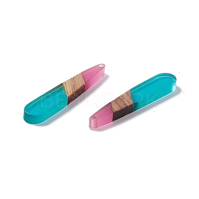 Transparent Resin & Walnut Wood Pendants RESI-M027-12G-1