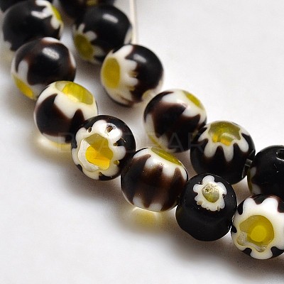 Round Millefiori Glass Beads Strands LK-P001-06-1