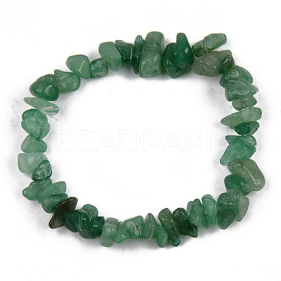 Unisex Chip Natural Green Aventurine Beaded Stretch Bracelets BJEW-S143-11-1