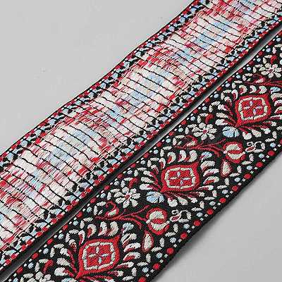 Ethnic Style Floral Pattern Embroidery Polyester Ribbons OCOR-XCP0003-16E-1