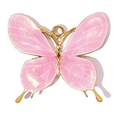 304 Stainless Steel with Pink Enamel Pendants SA-OY001-27G-01-1