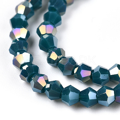 Opaque Solid Color Electroplate Glass Beads Strands EGLA-A039-P2mm-B18-1