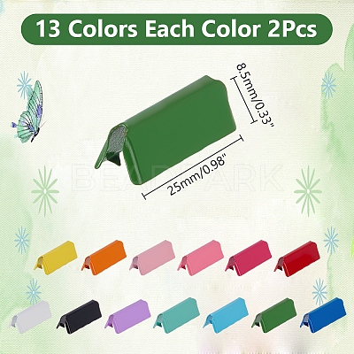26Pcs 13 Colors Iron Ribbon Crimp Ends FIND-AR0006-13-1