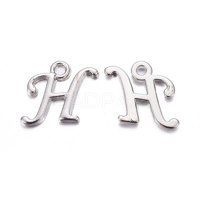 Platinum Plated Alloy Letter Pendants PALLOY-J718-01P-H-1