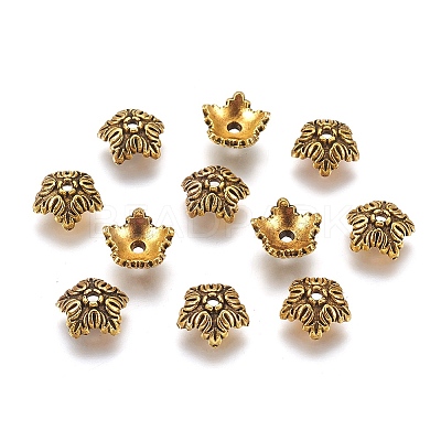 Tibetan Style Alloy Bead Caps X-TIBEB-A24621-AG-LF-1
