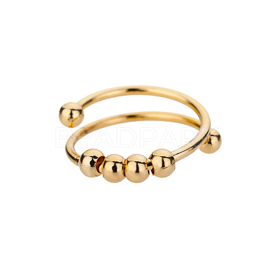 201 Stainless Steel Round Beaded Spinner Rings WG5F549-02-1
