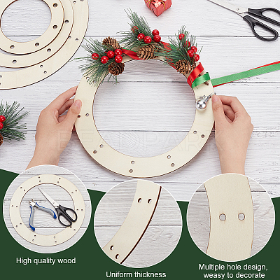 8Pcs 4 Styles Wreath Frames for Crafts WOOD-FG0001-33-1