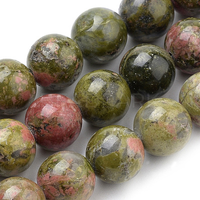 Natural Unakite Beads Strands G-S259-14-4mm-1