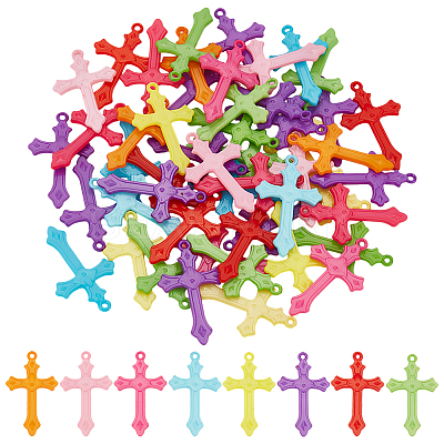 50Pcs Opaque Acrylic Pendants SACR-LP0001-03-1