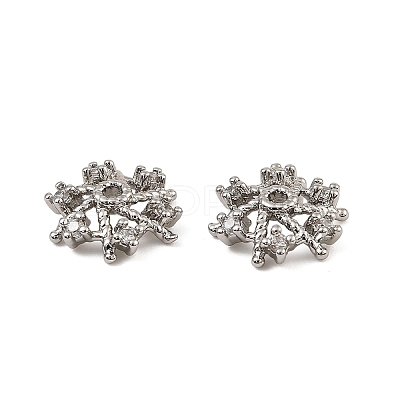 Brass Micro Pave Clear Cubic Zirconia Bead Caps KK-K374-24P-1